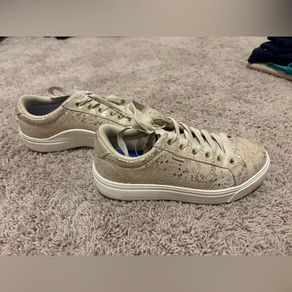 Keds Shoes - Keds Park Gold Metallic Suede Lace Up Sneakers
